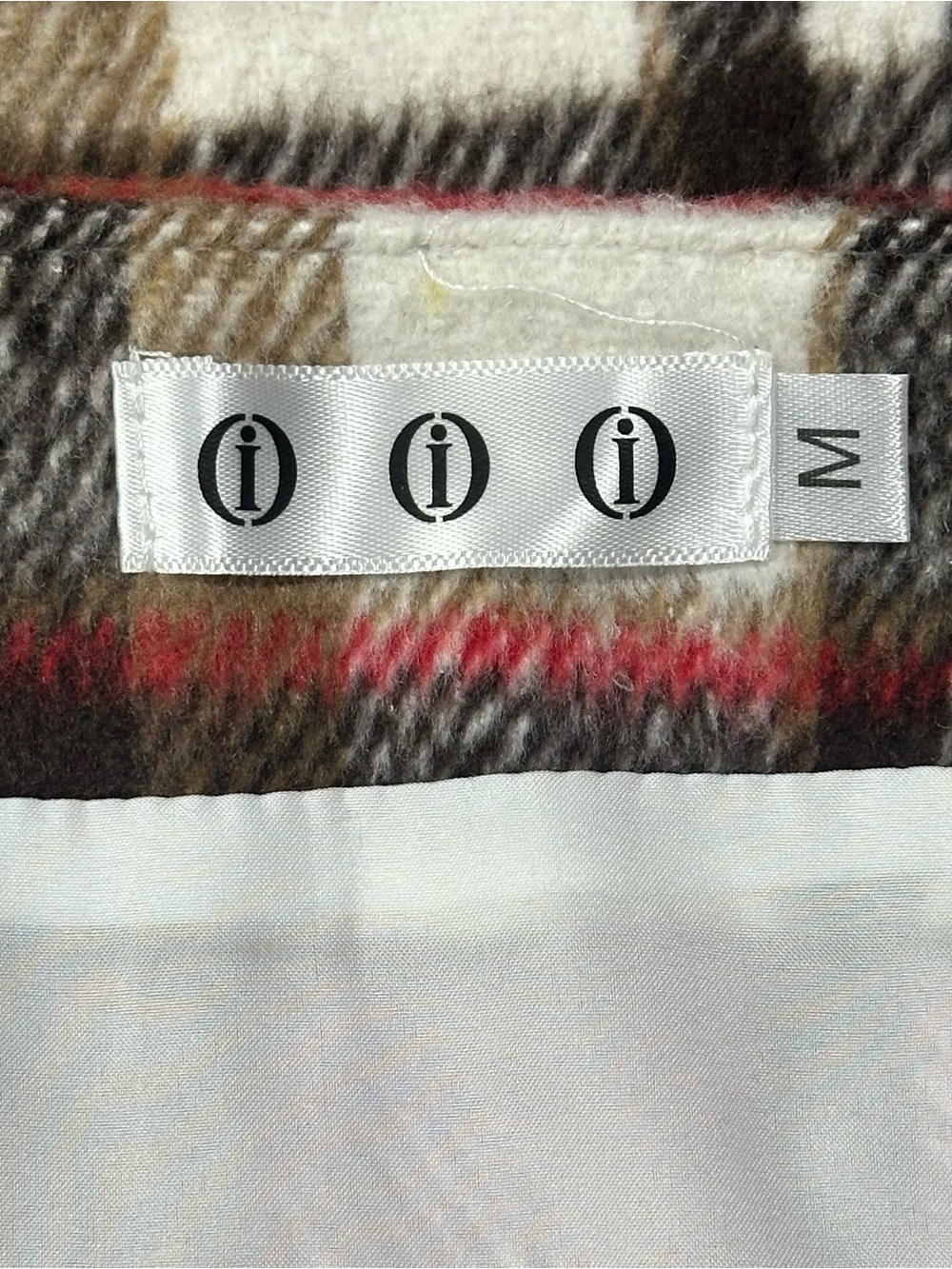 Women’s Plaid Tweed Mini Skirt Medium Red Cream Wool Blend Lined NWT Classic - Picture 3 of 5